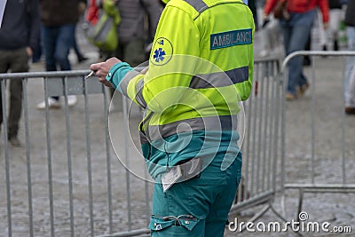 Ambulance Personnel Smoking At Amsterdam The Netherlands 2019 Editorial Stock Photo