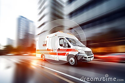 Ambulance Rushing Through The City Stock Photo