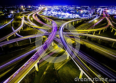 Ambulance Saving Lives Speed of Light Highways loops interchange Austin Traffic Transportation Highway Stock Photo