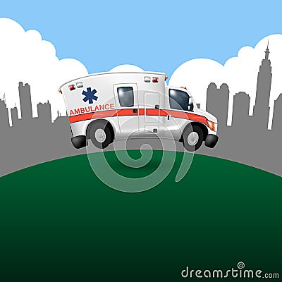 Ambulance speeding ,vector cartoon Vector Illustration
