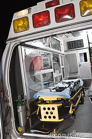 Ambulance With Stretcher Stock Photo