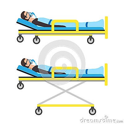 Ambulance stretcher with patient Vector Illustration