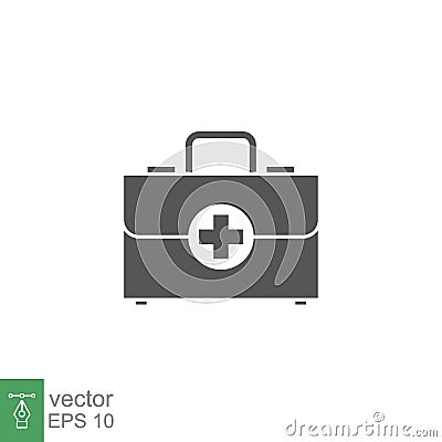 ambulance suitcase icon, solid style Vector Illustration