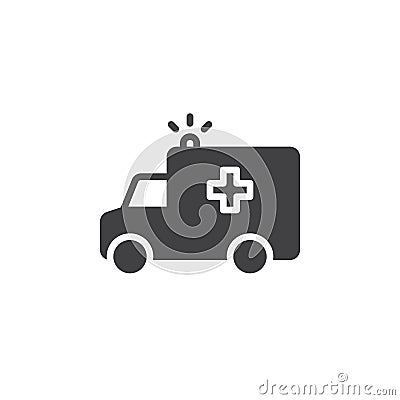 Ambulance truck icon vector, filled flat sign, solid pictogram isolated on white. Vector Illustration