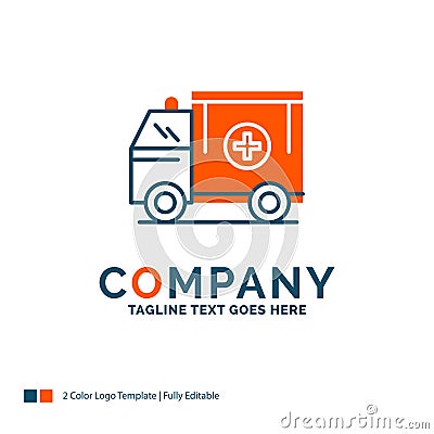 ambulance, truck, medical, help, van Logo Design. Blue and Orang Vector Illustration