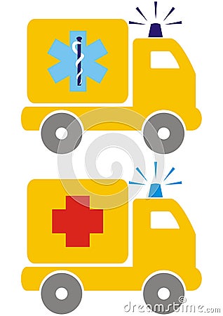 Ambulance, yellow pickup, vector icon Vector Illustration