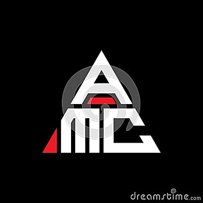 AMC triangle letter logo design with triangle shape. AMC triangle logo design monogram. AMC triangle vector logo template with red Vector Illustration
