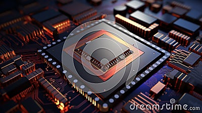 AMD Ryzen Threadripper high-performance workstation processor with architecture under technological Stock Photo