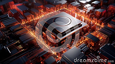 AMD Ryzen Threadripper high-performance workstation processor with architecture under technological Stock Photo