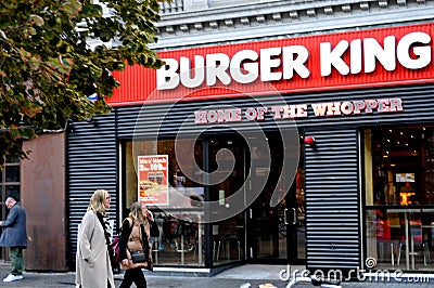 Ameican chain Burger king fast food retaurant in Copenhagen Editorial Stock Photo