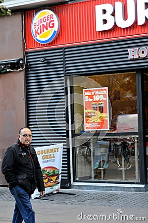Ameican chain Burger king fast food retaurant in Copenhagen Editorial Stock Photo