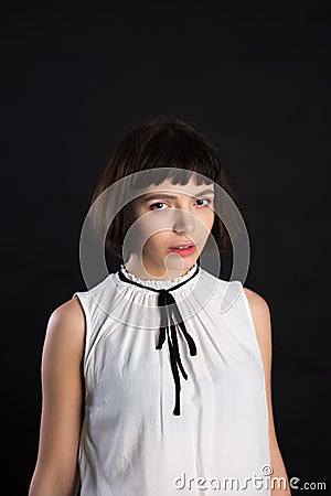 Amelie movie styled portrait Stock Photo