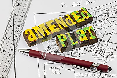 Amended subdivision land plat residential construction site development Stock Photo