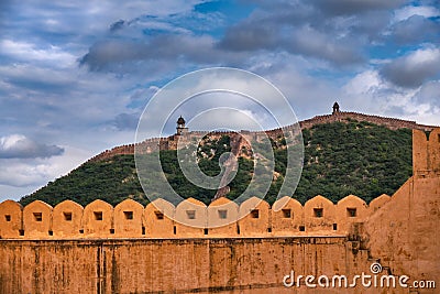 Amer Fort and Jaigarh Fort in Jaipur, Rajasthan, India Stock Photo