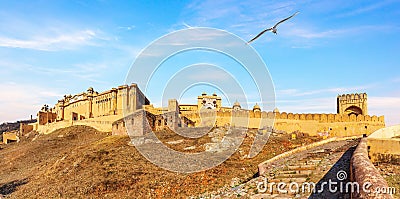 Amer Fort in Jaipur, India, wonderful sunny panorama Editorial Stock Photo