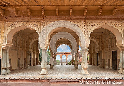 Amer Fort is located in Amer, Rajasthan, India. Stock Photo