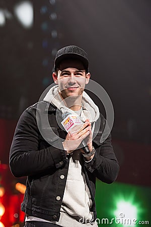 Nick Jonas in concert at iHeart Radio Jingle Ball Editorial Stock Photo
