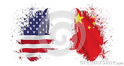 America and China ongoing trade war conflict. Flag of two countries opposite to each other Stock Photo