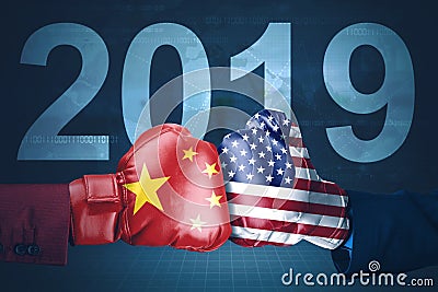 America and China trade war in 2019 year Stock Photo
