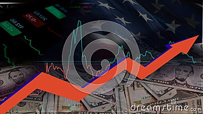 America economies disflation,finance crisis graphic Stock Photo