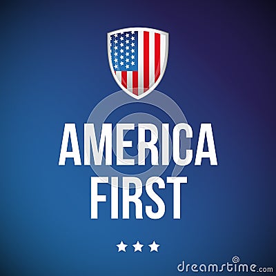 America First banner with USA flag Vector Illustration