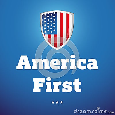 America First banner with USA flag Vector Illustration