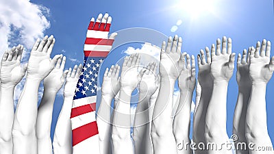 America first concept arm painted as us flag Cartoon Illustration