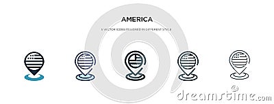 America icon in different style vector illustration. two colored and black america vector icons designed in filled, outline, line Vector Illustration