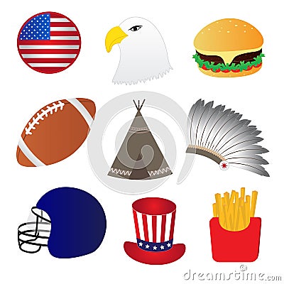 America Icons Set Vector Illustration