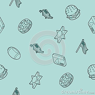 America outline isometric pattern Vector Illustration