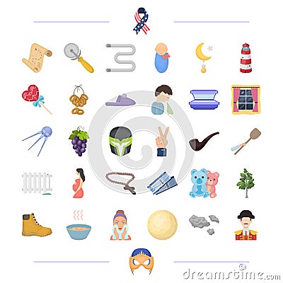 America, pizza, plumbing and other web icon in cartoon style. food, care, travel icons in set collection. Vector Illustration