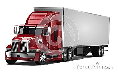 America semi truck American trailer haul 3d highway art Vector Illustration