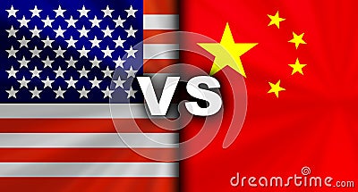 America usa vs China Conflicting Flags Economic war fight Background Image Stock Photo