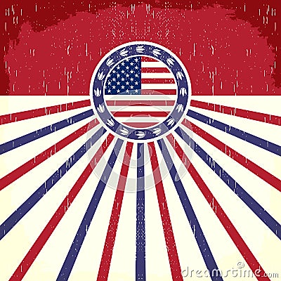 America Vintage flag poster Vector Illustration