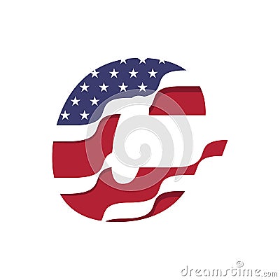 American Alphabet Flag Logo C Stock Photo