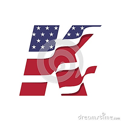 Flag of the American Alphabet Logo K Stock Photo