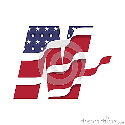 Flag of the American Alphabet Logo N Stock Photo