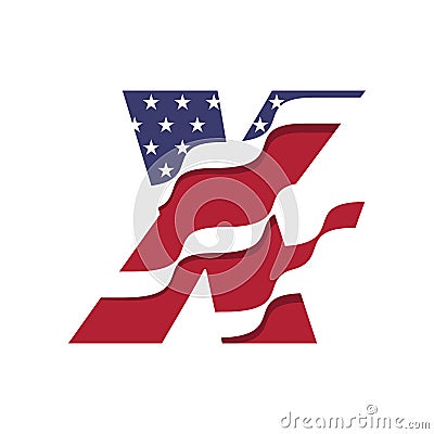 Flag of the American Alphabet Logo X Stock Photo