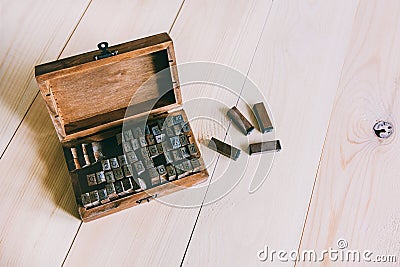 American alphabet metal letters for pottery works Stock Photo