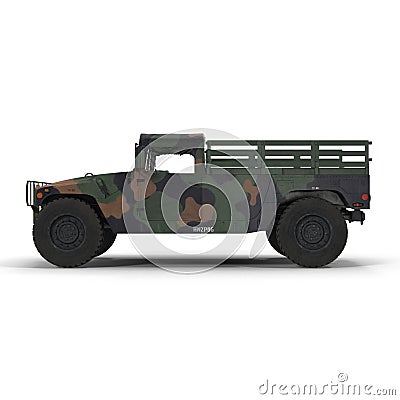 American armored vehicle HMMWV Humvee on white. 3D illustration Cartoon Illustration