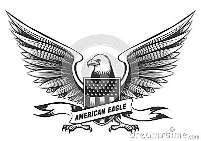 American bald eagle emblem Vector Illustration