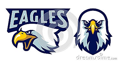 American Bald Eagle Head Logo Mascot in Cartoon Style Vector Illustration