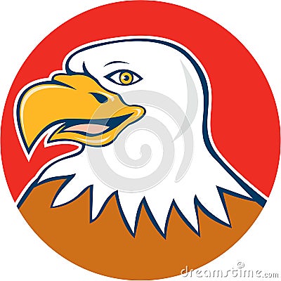 American Bald Eagle Head Smiling Circle Cartoon Stock Photo