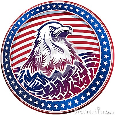 American Bald Eagle USA Natioal Symbol Fourth July Emblem Head Vector Illustration