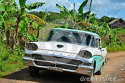 American beautiful car - Ford - in Vinales, Cuba Editorial Stock Photo