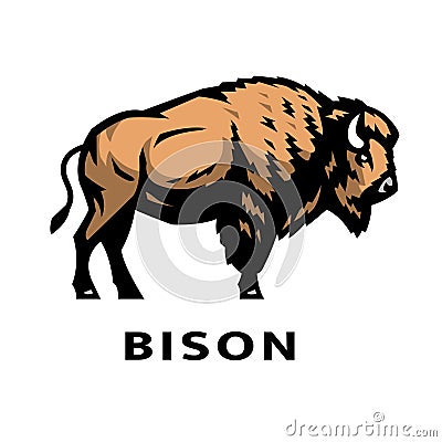 American bison logo. Cartoon Illustration