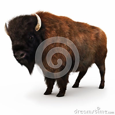 American Bison on a white background. Stock Photo