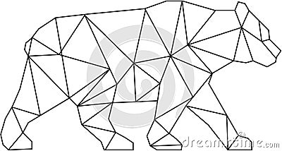 American Black Bear Black and White Low Polygon Vector Illustration