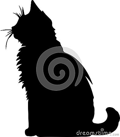 American Bobtail Cat Black Silhouette Generative Ai Vector Illustration