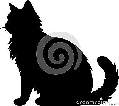 American Bobtail Cat Black Silhouette Generative Ai Vector Illustration